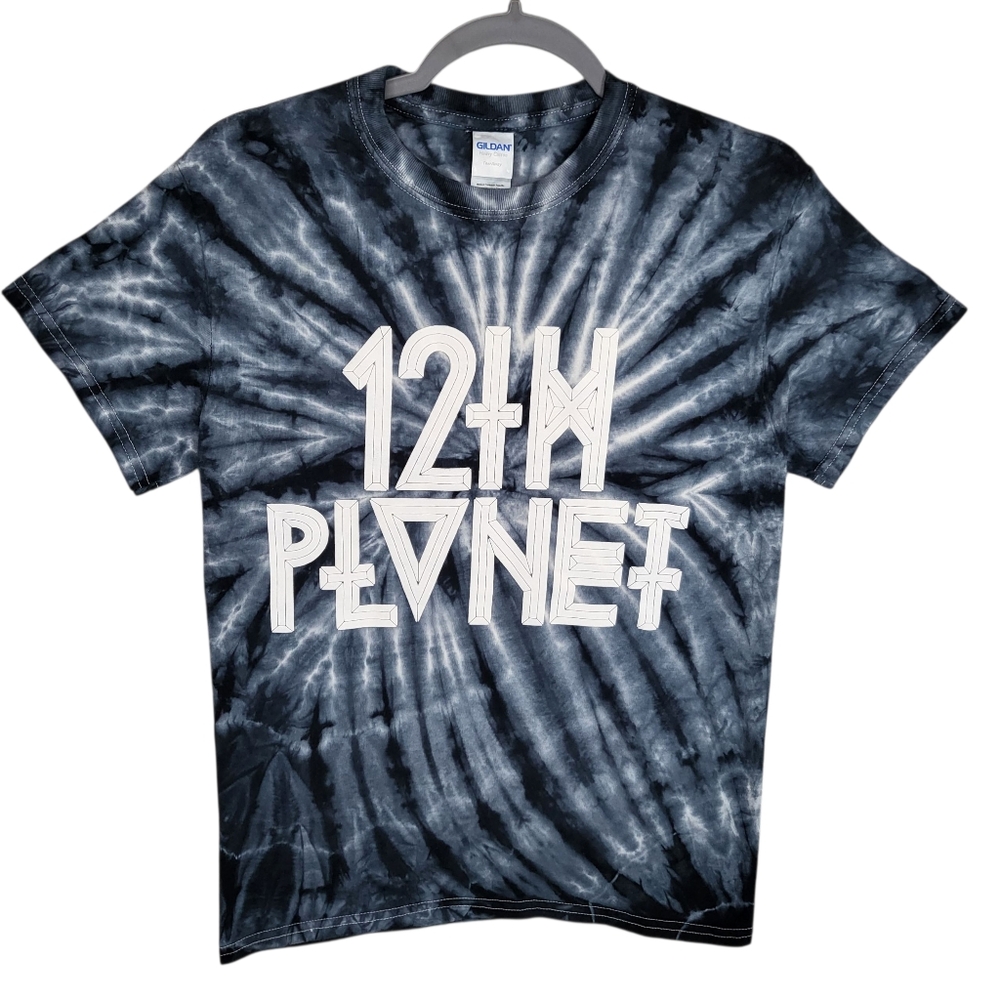 Gildan 12Th Planet Blue Tie-Die Swirl T-Shirt Heavy Cotton Short Sleeves Men's S